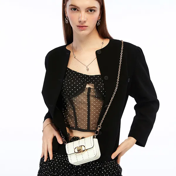 Túi Đeo Chéo Nữ Lyn Nova Infinite Mini Crossbody Bag - Off-White L26CBWA058 Màu Trắng