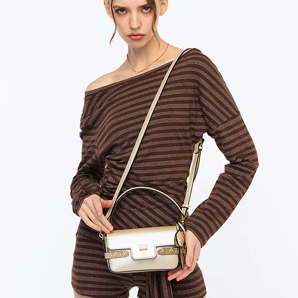 Túi Đeo Chéo Nữ Lyn Re-Edit Bliss Mini Crossbody Bag - Gold Variation 2 L26CBWA152 Màu Trắng Kem