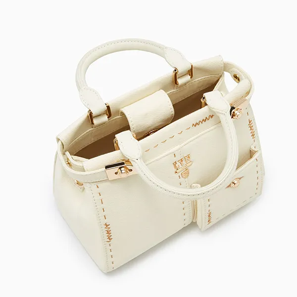 Túi Đeo Chéo Nữ Lyn Re-Edit Stitched S Handbag - Ivory L25FBWA063 Màu Trắng Kem
