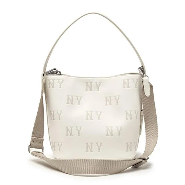 Túi Đeo Chéo Nữ MLB Classic Monogram Embossed Bucket Bag New York Yankees 3ABMME16N-50CRS Màu Kem