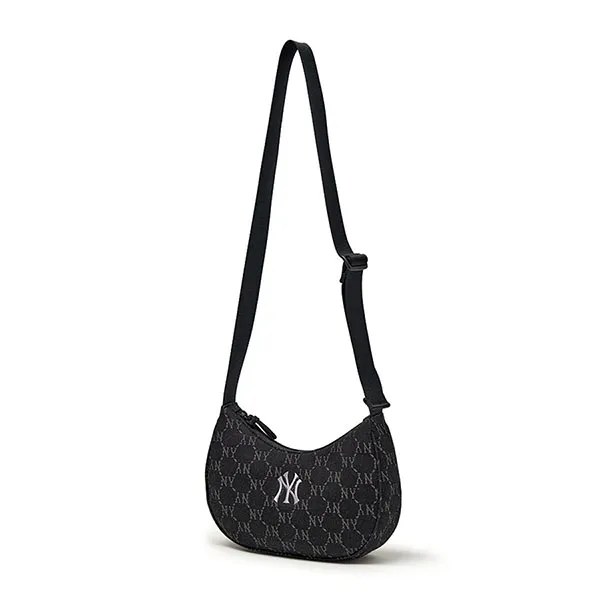 Túi Đeo Chéo Nữ MLB Diamond Monogram Denim JQD Hobo Bag NY Yankees - 3ABQMV45N-50BKS Màu Đen