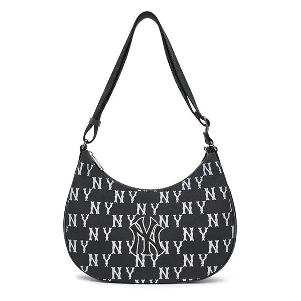 Túi Đeo Vai MLB Monogram Jacquard Hobo Bag 3ABQL023N 50BKS Màu Đen