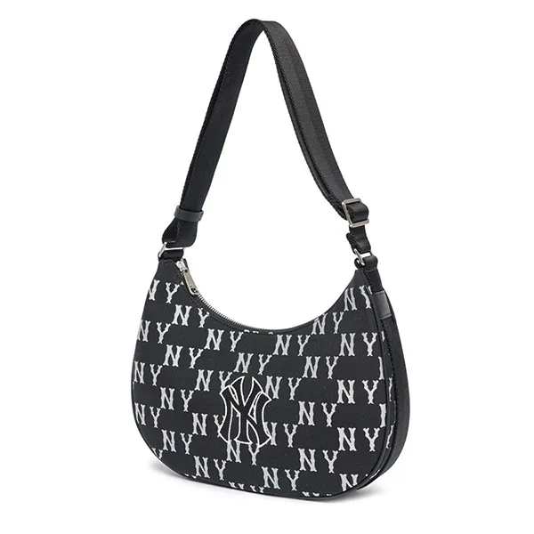 Túi Đeo Vai MLB Monogram Jacquard Hobo Bag 3ABQL023N 50BKS Màu Đen