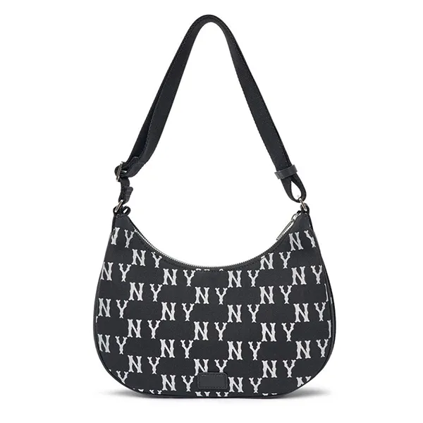 Túi Đeo Vai MLB Monogram Jacquard Hobo Bag 3ABQL023N 50BKS Màu Đen