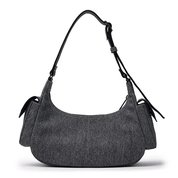 Túi Đeo Vai MLB Basic Mega Logo Pocket Denim Hobo Bag New York Yankees 3ABQM034N-50BKS Màu Đen