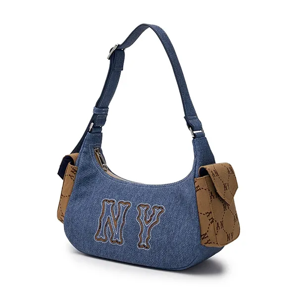 Túi Đeo Vai MLB Dia Mono Megalogo Denim Cargo Bag New York Yankees Indigo 3ABQM134N 50INS Màu Xanh -Nâu