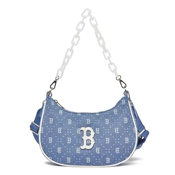 Túi Đeo Vai MLB Hobo Diamond Monogram Denim Boston Red Sox Shoulder Bag 3ABQS023N-43SBL Màu Xanh Nhạt
