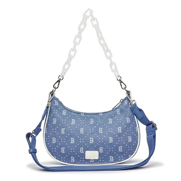 Túi Đeo Vai MLB Hobo Diamond Monogram Denim Boston Red Sox Shoulder Bag 3ABQS023N-43SBL Màu Xanh Nhạt