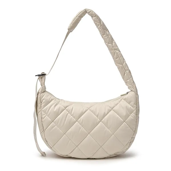 Túi Đeo Vai MLB Curve Padded Hobo Bag Boston Red Sox Cream 3ABQL064N-43CRD Màu Kem