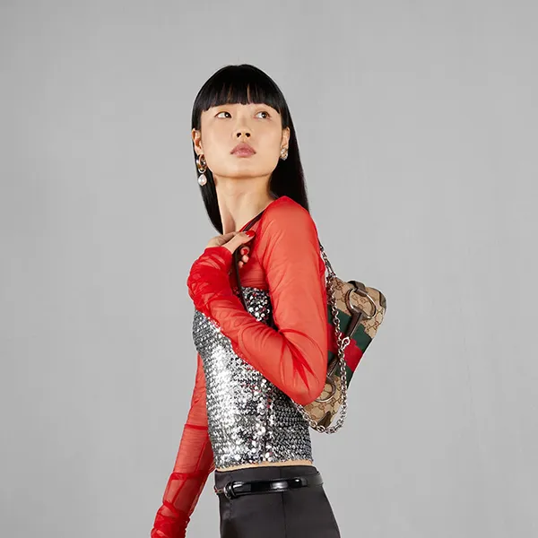 Túi Đeo Vai Nữ Gucci Horsebit Chain Small Shoulder Bag Beige 764339-FACM2-8747 Màu Be Xanh