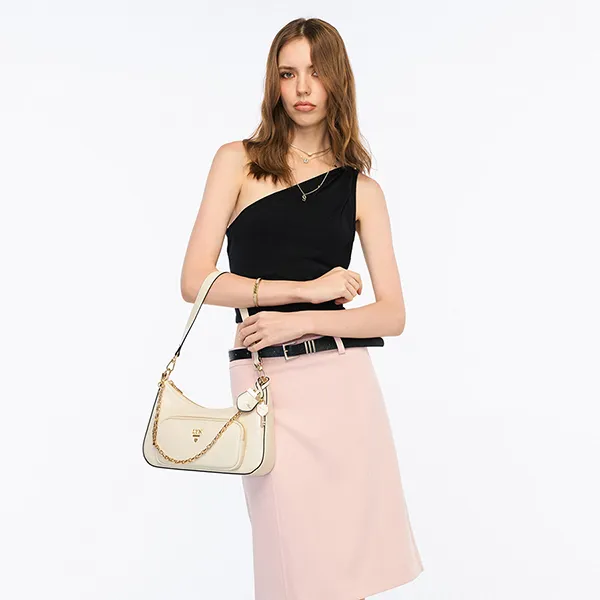 Túi Đeo Vai Nữ Lyn Re-Edit Rosee Quilt M Shoulder Bag L26CBWA121 Ivory Màu Trắng