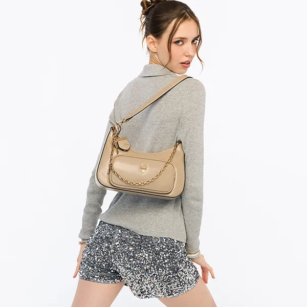 Túi Đeo Vai Nữ Lyn Re-Edit Rosee Quilt M Shoulder Bag L26CBWA121 Taupe Màu Nâu