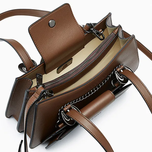 Túi Đeo Vai Nữ Lyn Safari Shoulder Bag L26CBWA102 Dark Brown Màu Nâu Đậm