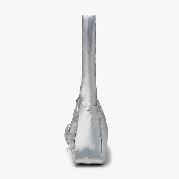 Túi Đeo Vai Nữ MLB Basic Sporty Stitch Hobo Bag New York Yankees Silver 3ABQS016N-50SIS Màu Bạc