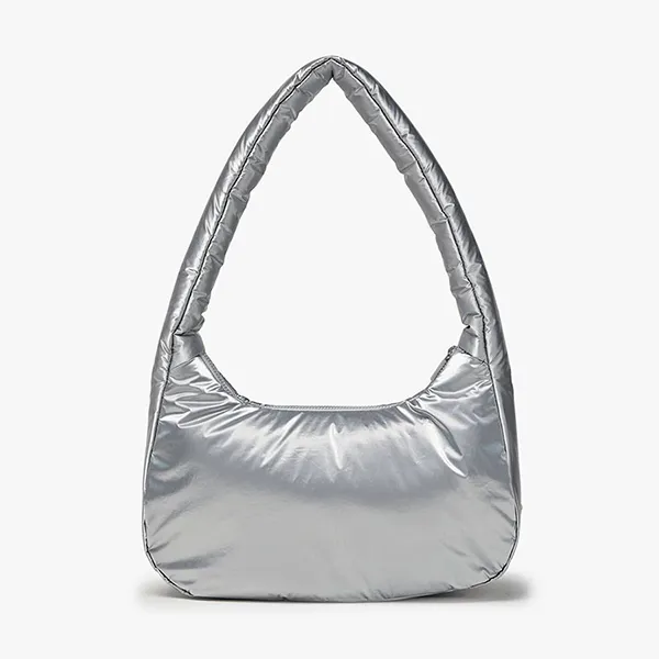 Túi Đeo Vai Nữ MLB Basic Sporty Stitch Hobo Bag New York Yankees Silver 3ABQS016N-50SIS Màu Bạc