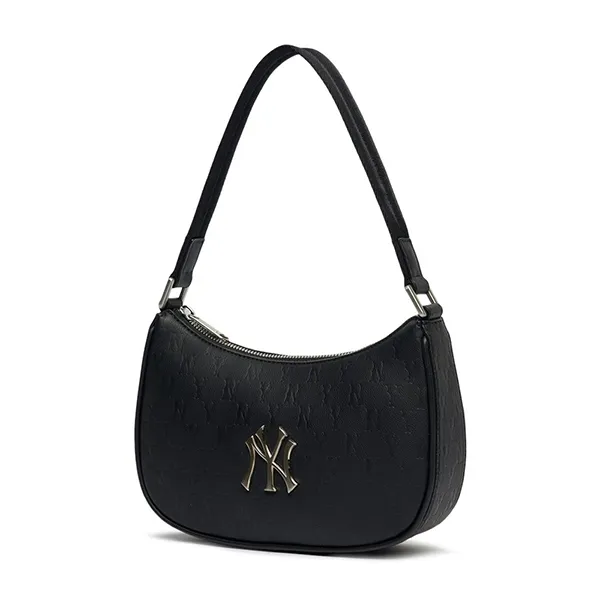 Túi Đeo Vai Nữ MLB Korea Monogram Embo Hobo Bag New York Yankees Black 3ABQS022N-50BKS Màu Đen