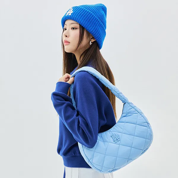 Túi Đeo Vai Nữ MLB Korea Quilted Hobo Bag Medium LA Dodgers Blue 3ABQM0936-07SBS Màu Xanh