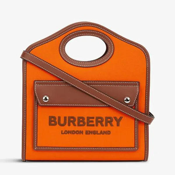 Túi Xách Nữ Burberry Pocket Mini Canvas And Leather Cross-Body Bag Màu Cam