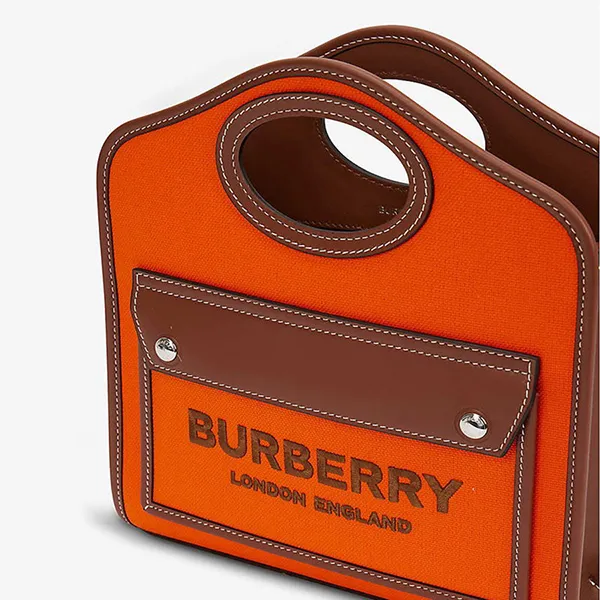 Túi Xách Nữ Burberry Pocket Mini Canvas And Leather Cross-Body Bag Màu Cam