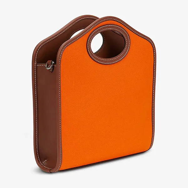 Túi Xách Nữ Burberry Pocket Mini Canvas And Leather Cross-Body Bag Màu Cam