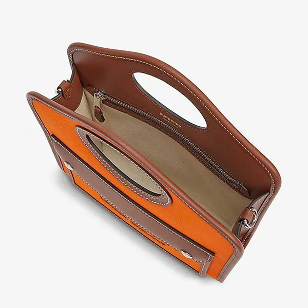 Túi Xách Nữ Burberry Pocket Mini Canvas And Leather Cross-Body Bag Màu Cam