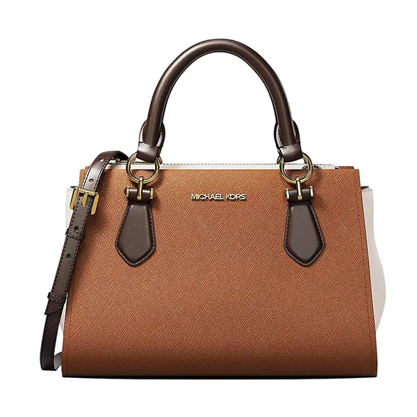 Túi Xách Tay Nữ Michael Kors MK Marilyn Small Color-Block Saffiano Leather Messenger Bag 35F5G6AM1T Luggage Multi Màu Nâu