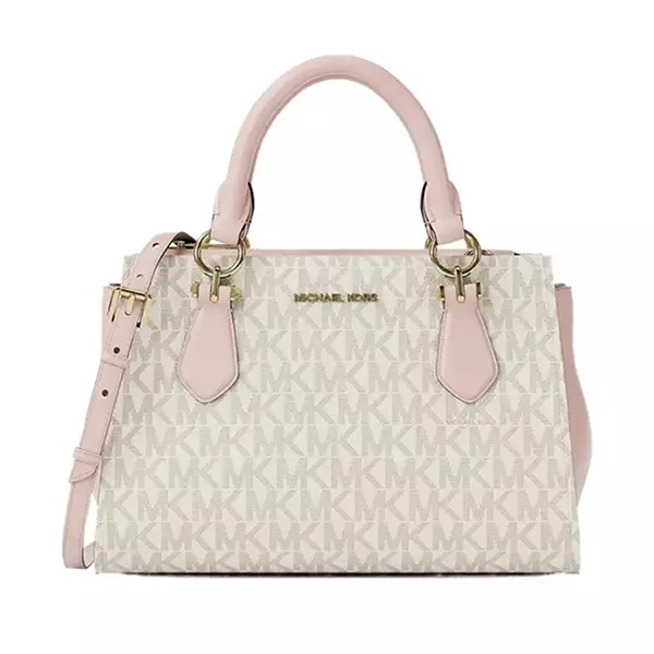 Túi Xách Tay Nữ Michael Kors MK Marilyn Small Signature Logo Messenger Bag 35F5G6AM1B PWD BLSH MLT Màu Trắng/Hồng