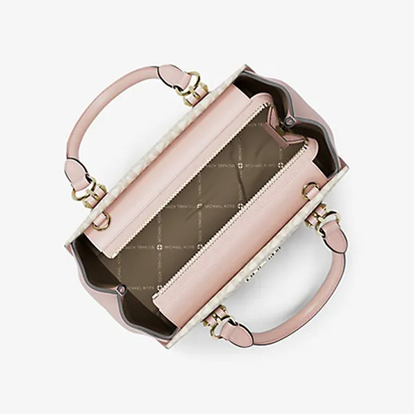Túi Xách Tay Nữ Michael Kors MK Marilyn Small Signature Logo Messenger Bag 35F5G6AM1B PWD BLSH MLT Màu Trắng/Hồng