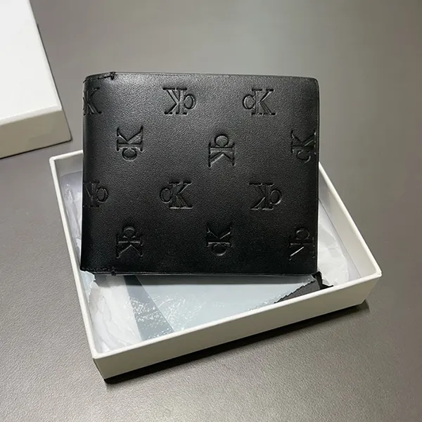 Ví Nam Calvin Klein CK Allover Monogram Logo Bifold Wallet Black 4G1020G - 001 Màu Đen