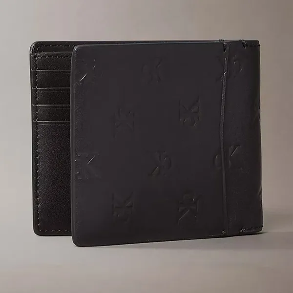 Ví Nam Calvin Klein CK Allover Monogram Logo Bifold Wallet Black 4G1020G - 001 Màu Đen