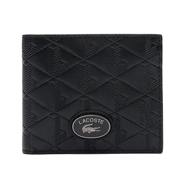 Ví Nam Lacoste Medium Monogram Leather Billfold NH4400MR 000 Màu Đen
