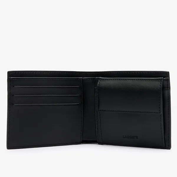 Ví Nam Lacoste Medium Monogram Leather Billfold NH4400MR 000 Màu Đen