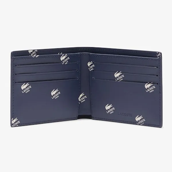 Ví Nam Lacoste Small FG Printed Leather Coin Purse NH4863FW Q89 Màu Xanh Navy