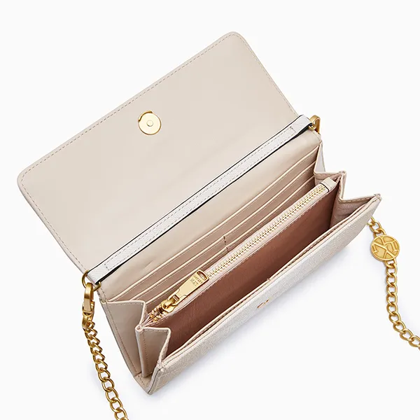 Ví Nữ Lyn Starita Long Wallet On Chain - Biege Variation 2 L26CWWB009 Màu Be