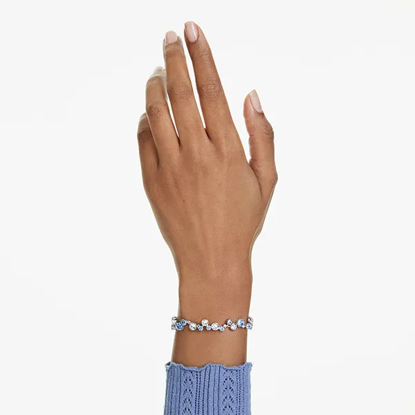 Vòng Đeo Tay Nữ Swarovski Constella Bracelet Mixed Cuts, Blue, Rhodium Plated 5722479 Màu Xanh Bạc