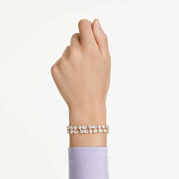 Vòng Đeo Tay Nữ Swarovski Mesmera Bracelet Mixed cuts, White, Gold-tone Plated 5743827 Màu Vàng Gold