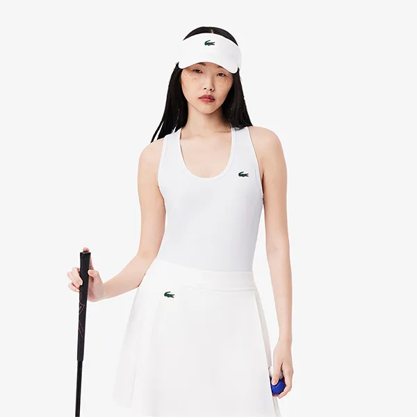 Áo Ba Lỗ Nữ Lacoste Ultra Dry Rib Knit Sport Tank Top TF4874 001 Màu Trắng Size 34