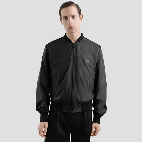 Áo Khoác Nam Dolce & Gabbana D&G Logo Tag Technical Fabric Bomber Jacket In Black G9BLMT FUS27 R0100 Màu Đen Size 44