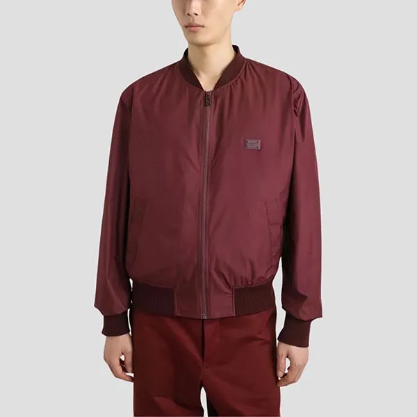 Áo Khoác Nam Dolce & Gabbana D&G Logo Tag Technical Fabric Bomber Jacket In Burgundy G9BLMT FUS27 R0108 Màu Đỏ Burgundy Size 44