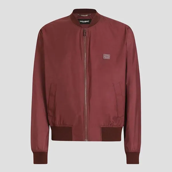 Áo Khoác Nam Dolce & Gabbana D&G Logo Tag Technical Fabric Bomber Jacket In Burgundy G9BLMT FUS27 R0108 Màu Đỏ Burgundy Size 44