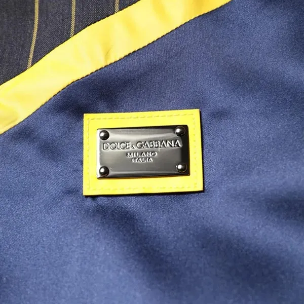 Áo Khoác Nam Dolce & Gabbana D&G Pinstripe Logo Plaque Mutilcolor Full Zip Bomber G9ZR4T GF579 S9000 Phối Màu Size 46