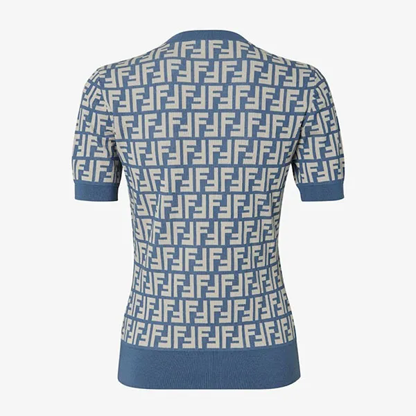 Áo Len Nữ Fendi FF Jumper Blue FF Cotton Jumper FZXC72 AUHW F1SB5 Màu Xanh Blue Size 38