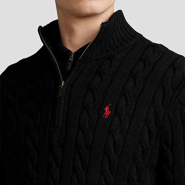 Áo Len Nam Ralph Lauren Black With Red Logo Embroidered 710919213004 Màu Đen Size XS
