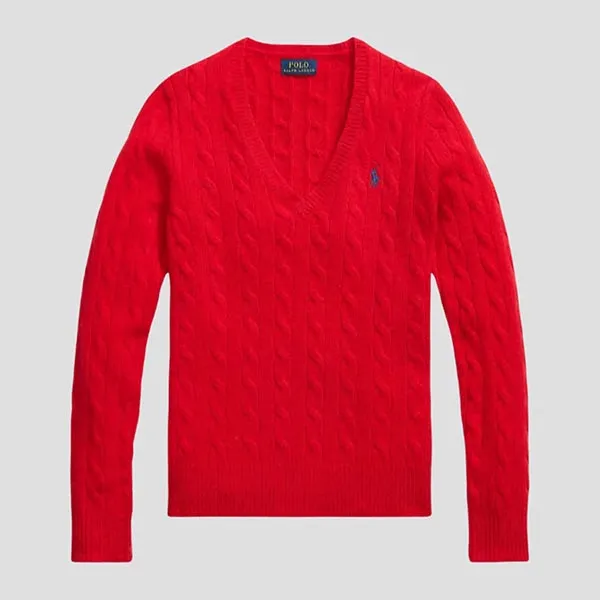 Áo Len Nữ Ralph Lauren Red Knit Kimberly V-Neck Sweater 211888688502 Màu Đỏ Size S