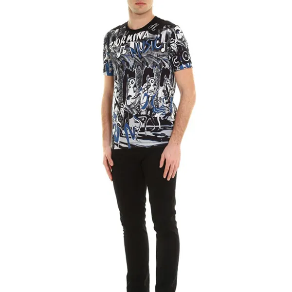 Áo Phông Nam Dolce & Gabbana D&G BTaormina Music Print Cotton T-shirt Phối Màu Size 44