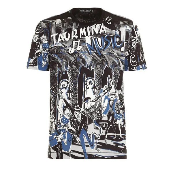 Áo Phông Nam Dolce & Gabbana D&G BTaormina Music Print Cotton T-shirt Phối Màu Size 44