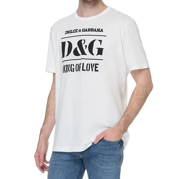 Áo Phông Nam Dolce & Gabbana D&G King Of Love G8IA8T Tshirt Màu Trắng Size 46