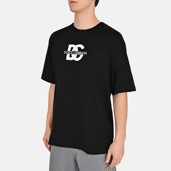 Áo Phông Nam Dolce & Gabbana D&G Logo-print Cotton G8PN9T Tshirt Màu Đen Size 44