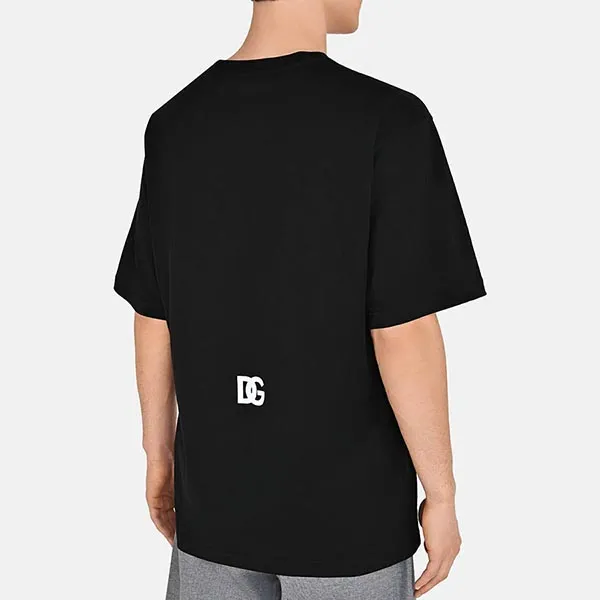 Áo Phông Nam Dolce & Gabbana D&G Logo-print Cotton G8PN9T Tshirt Màu Đen Size 44
