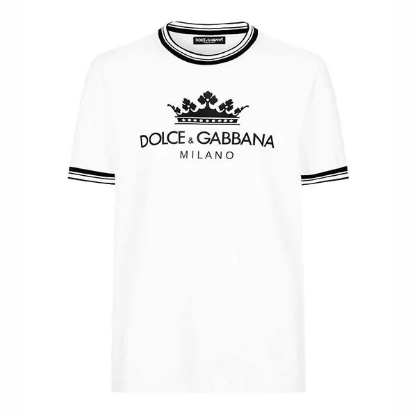 Áo Phông Nam Dolce & Gabbana DG Crown White Cotton G8II3T Tshirt Màu Trắng Size 48